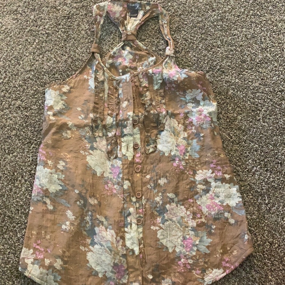 Poetry, button front small floral razor back